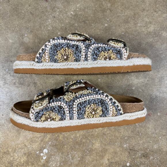 House of Harlow 1960 Women’s 7.5 Beaded Slide Buckle‎ Sandals Rope Espadrille - Picture 4 of 13